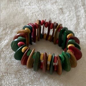 Colorful West African Coconut Beaded Stretch Bracelet